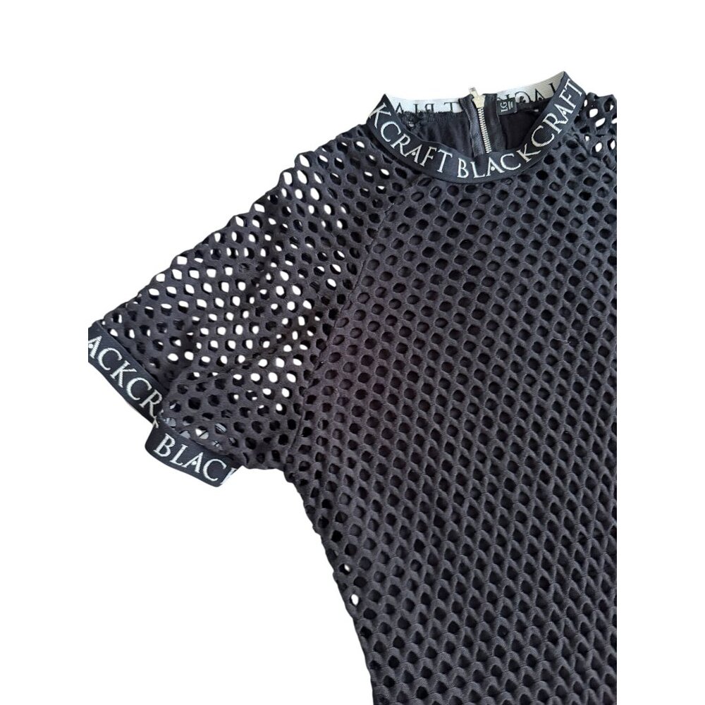 BLACKCRAFT Black Mesh Logo Bodycon Dress Size Large - Picture 8 of 8